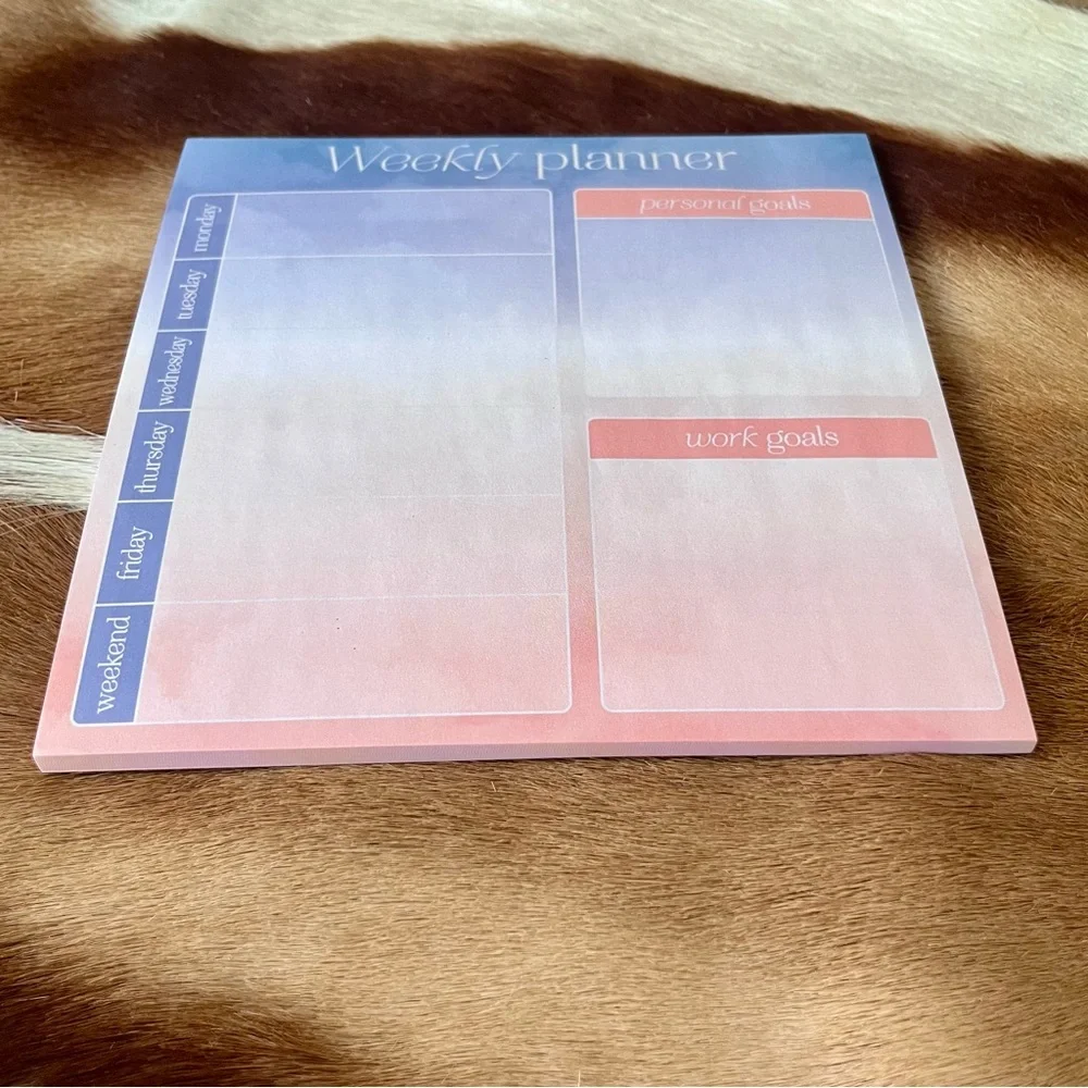 🏷️🎉🆕 kawaii blue pink ombre weekly planner desktop memo pad